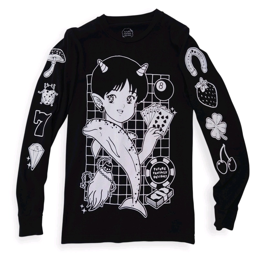 Future Fantasy Delight Mens XS Long Sleeve Shirt Meow Wolf Nico Salazar Black